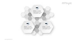 三部分并列关系的蜂窝结构PPT素材图示下载