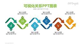 带箭头的6部分递进关系PPT模板图示下载