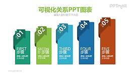 带折角箭头和数字的目录/步骤图PPT模板图示下载