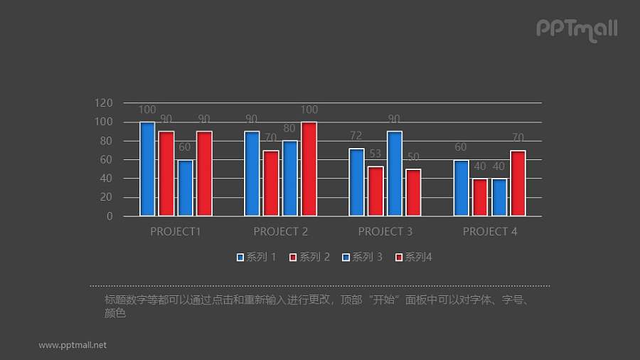 双色柱状图PPT图表素材下载