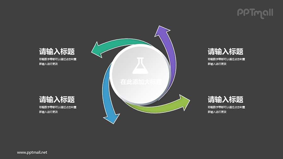 从中心向外螺旋发散的总分关系PPT图示下载