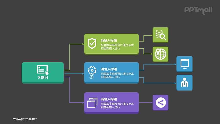 微立体风格的层级结构图PPT图示下载