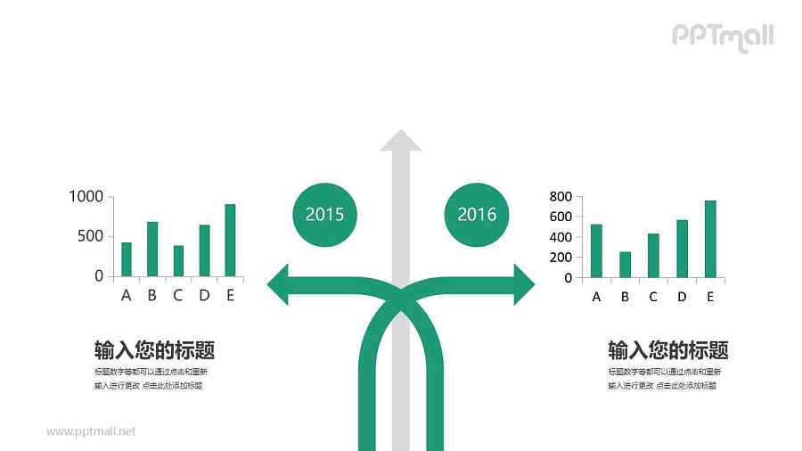 2组对比关系的柱状图PPT图表素材下载