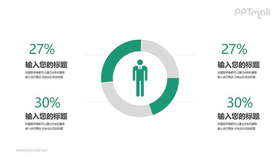 4部分组成的圆环图PPT图表素材下载