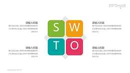 糖果色的SWOT图示PPT模型素材下载