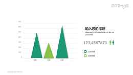 绿色的火山柱状图PPT模板图示下载