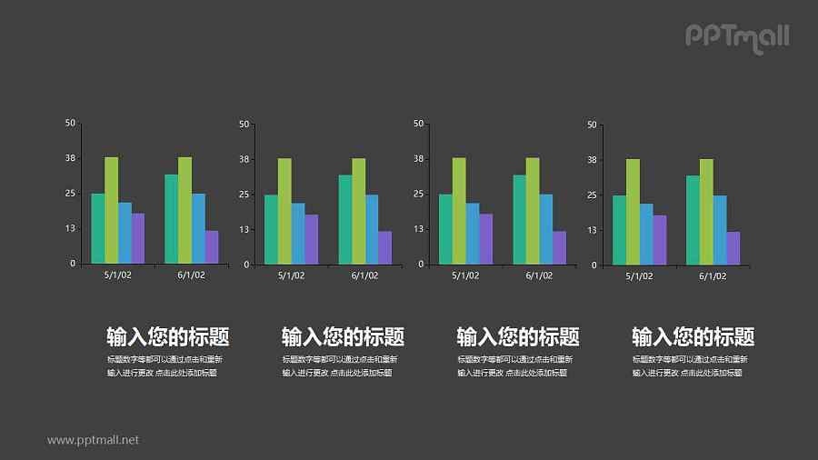 四组漂亮的柱状图PPT图表素材下载