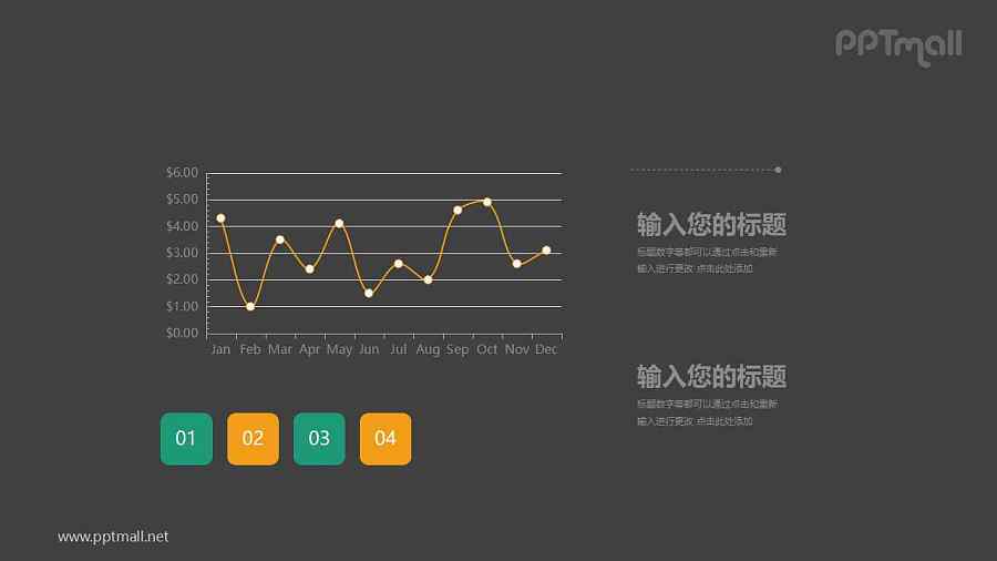 简约单色折线图PPT素材图表下载