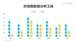 水滴/油滴組成的PPT柱狀圖模板素材下載