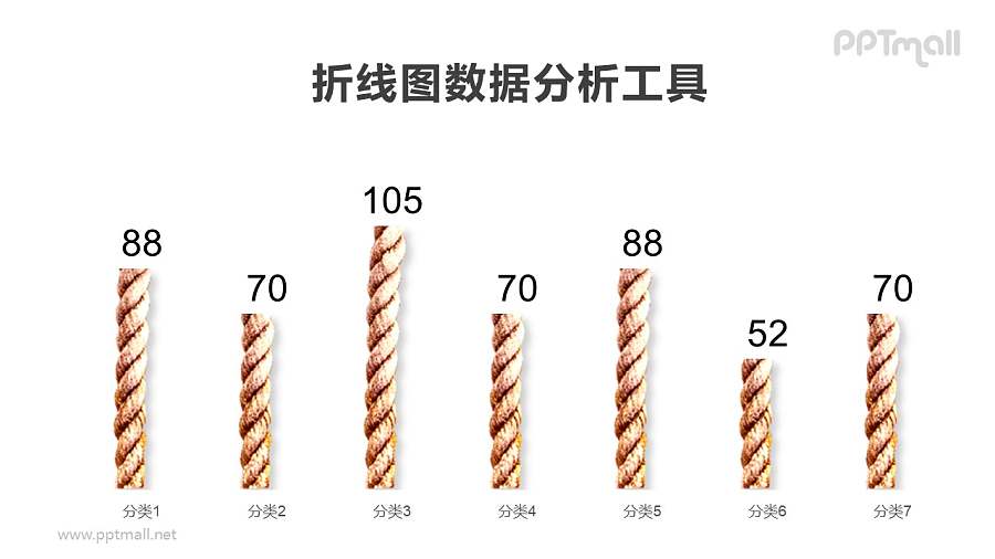 麻绳/绳子形状的PPT柱状图模板素材下载