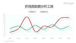 带标记点的红绿折线图PPT素材下载