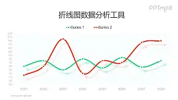 帶標(biāo)記點(diǎn)的紅綠折線圖PPT素材下載