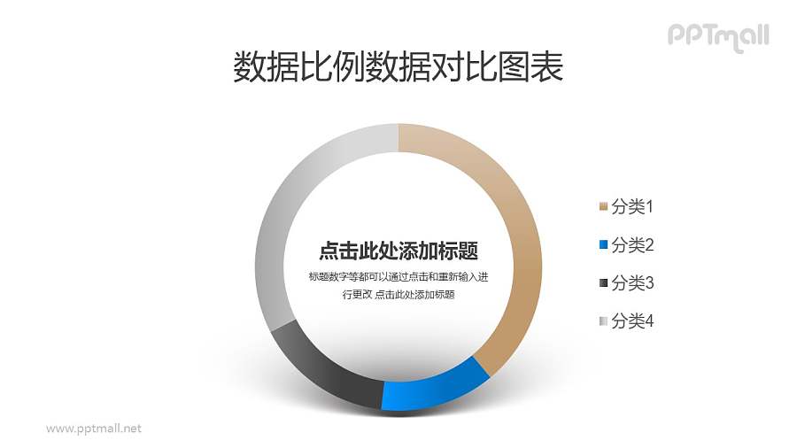 微立体风格的圆环图/饼图PPT素材下载