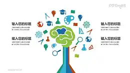 树状结构头脑风暴PPT模板图示下载