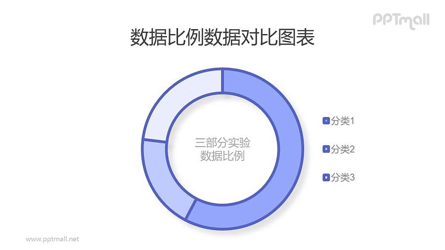 三部分紫色卡通风圆环图PPT素材下载