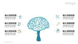 医学生物大脑思维知识点解析PPT模板图示下载