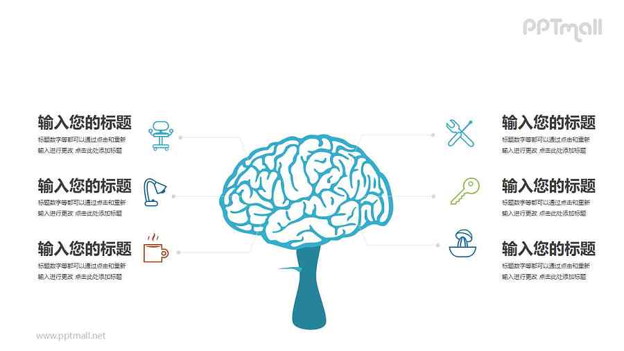 医学生物大脑思维知识点解析PPT模板图示下载