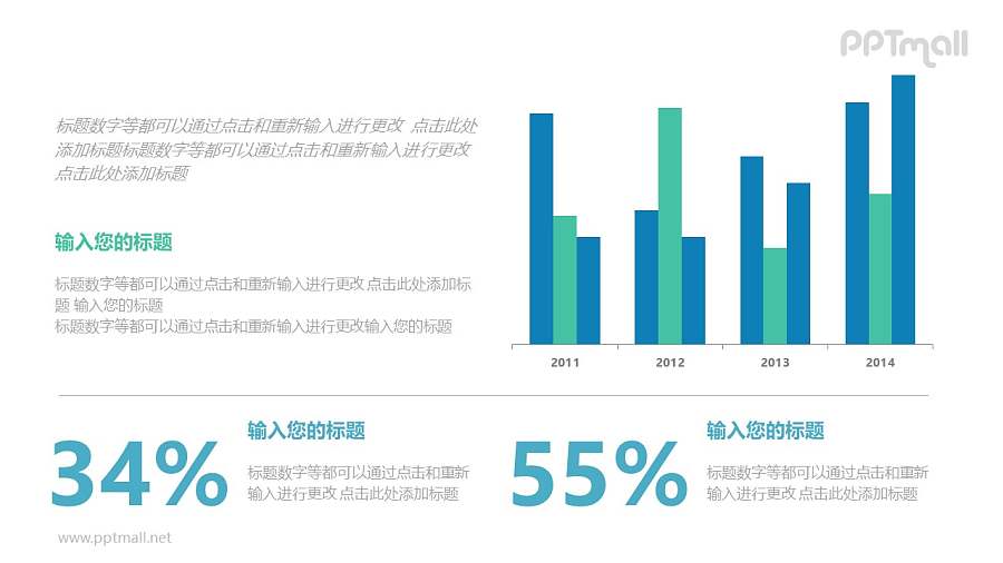 三组柱状图数据解析说明PPT模板图示下载