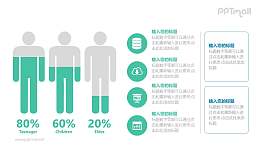 三种年龄段的人对比分析PPT模板图示下载