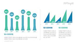 两组柱状图百分比对比关系PPT模板图示下载