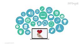 图标从笔记本电脑发散出来科技风PPT模板图示下载