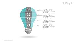 分为四层的灯泡文本说明PPT模板图示下载