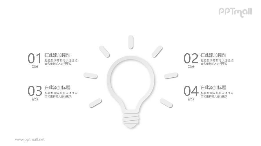 简约风发光的灯泡PPT模板图示下载