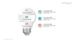 齿轮和灯泡三部分并列关系PPT模板图示下载