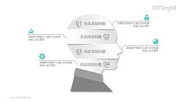 人物頭像四部分目錄PPT模板圖示下載