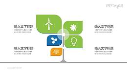 风车样式4部分文本说明PPT模板图示下载