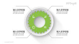 綠色的大齒輪總分關(guān)系PPT模板圖示下載