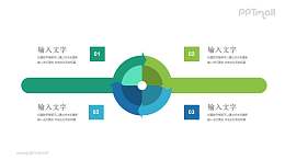 循环的圆盘四部分并列关系PPT模板图示下载