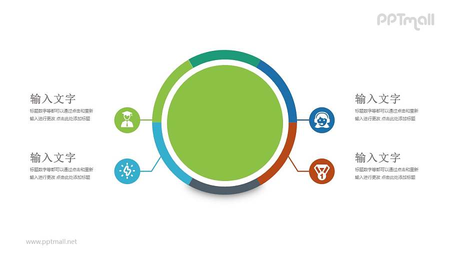 双层饼图并列关系PPT模板图示下载