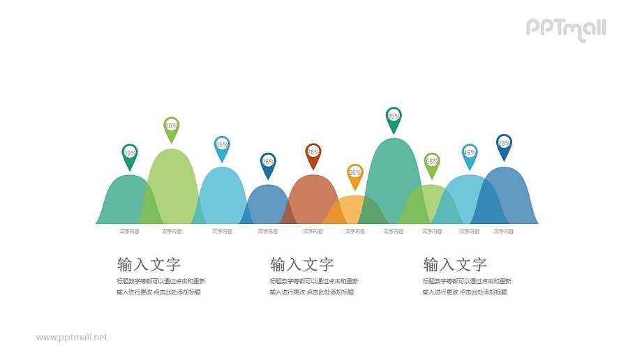 像山峰一样的特色柱状图PPT模板图示下载