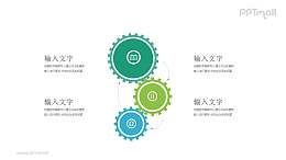 三个咬合的齿轮循环关系PPT模板图示下载