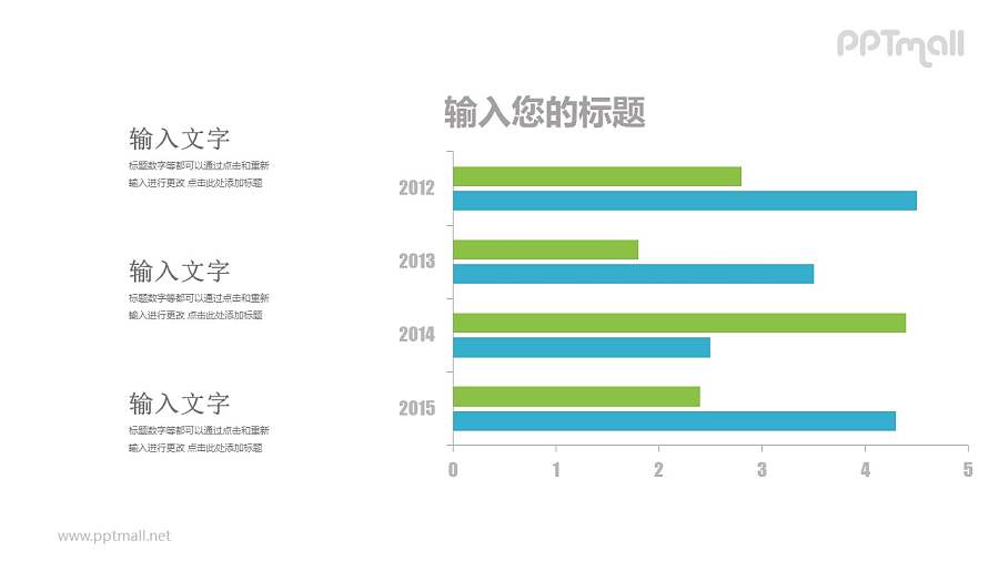 4组条形图对比关系时间轴PPT模板图示下载
