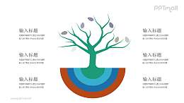 凋零的树叶和粗壮的树根PPT模板图示下载