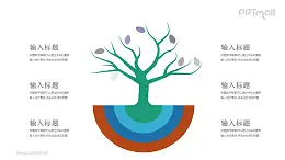 凋零的树叶和粗壮的树根PPT模板图示下载