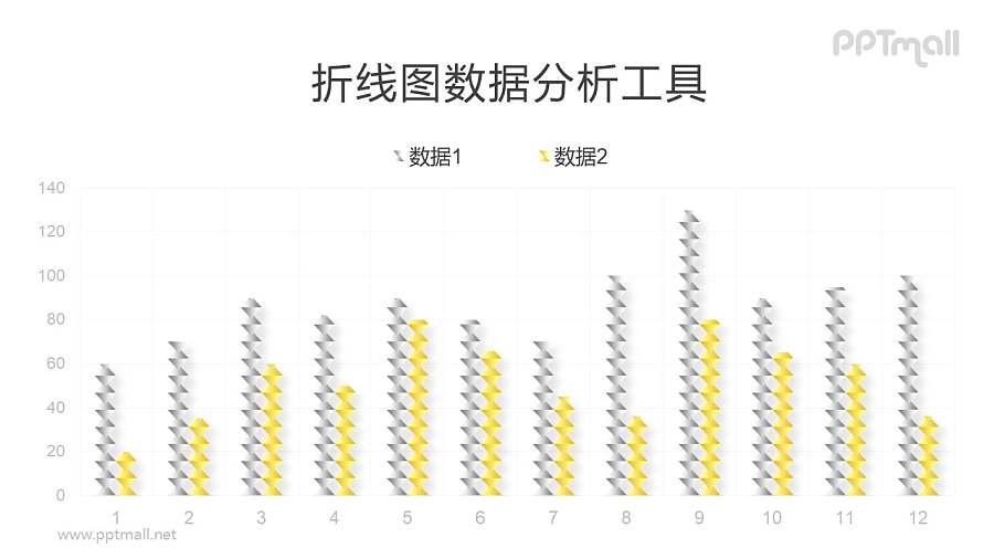 异形的柱状图PPT图表模板素材下载