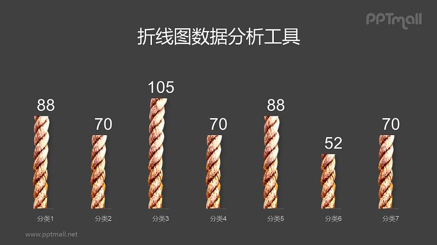 麻绳/绳子形状的PPT柱状图模板素材下载