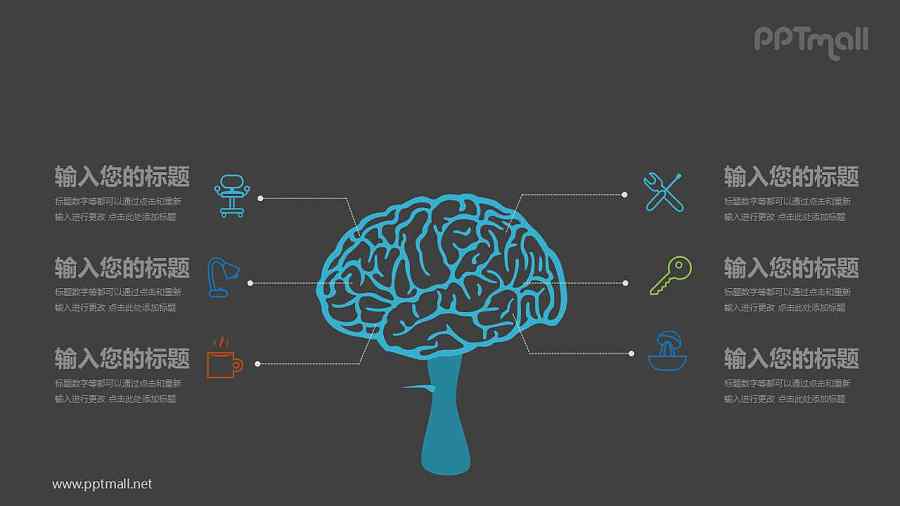 医学生物大脑思维知识点解析PPT模板图示下载