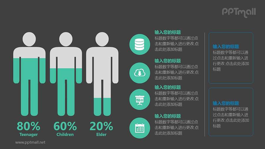 三种年龄段的人对比分析PPT模板图示下载