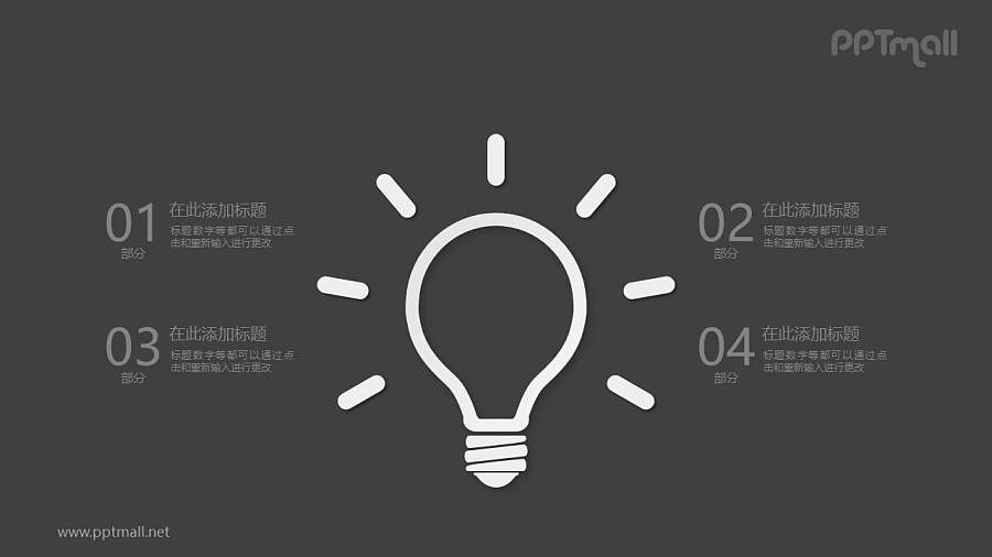 简约风发光的灯泡PPT模板图示下载