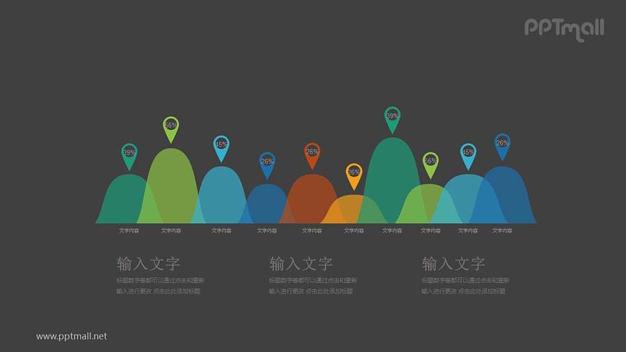 像山峰一样的特色柱状图PPT模板图示下载