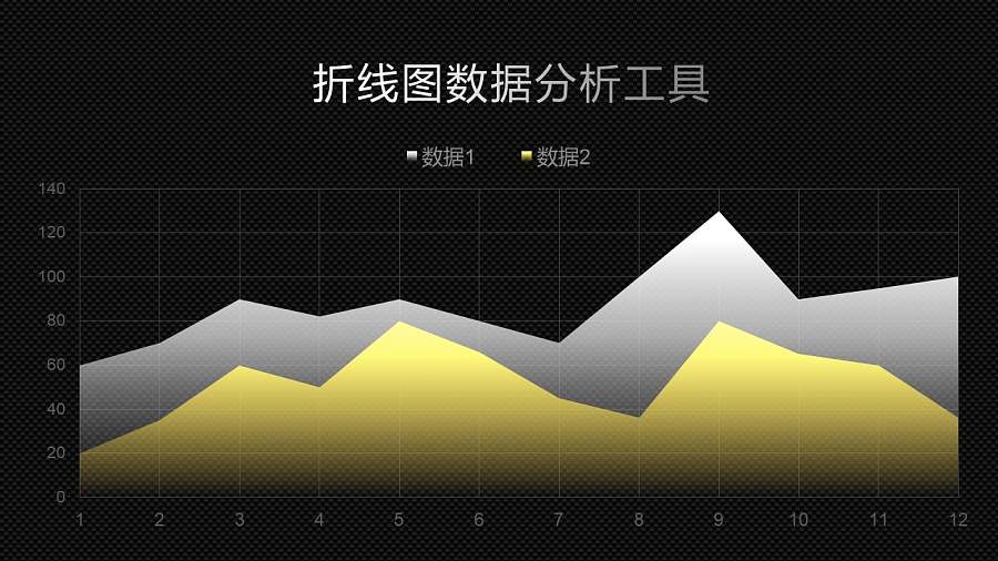 金银色面积图PPT素材下载