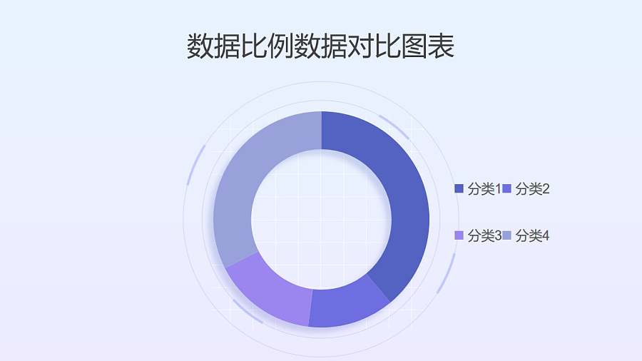 紫色四部分数据笔记对比圆环图PPT图表下载