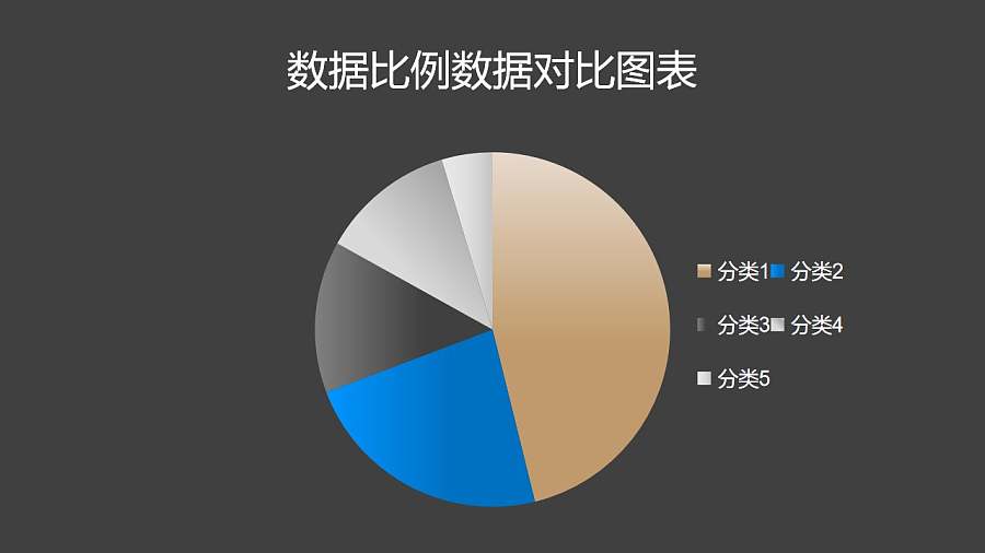 金属质感数据比例数据对比饼图PPT图表下载