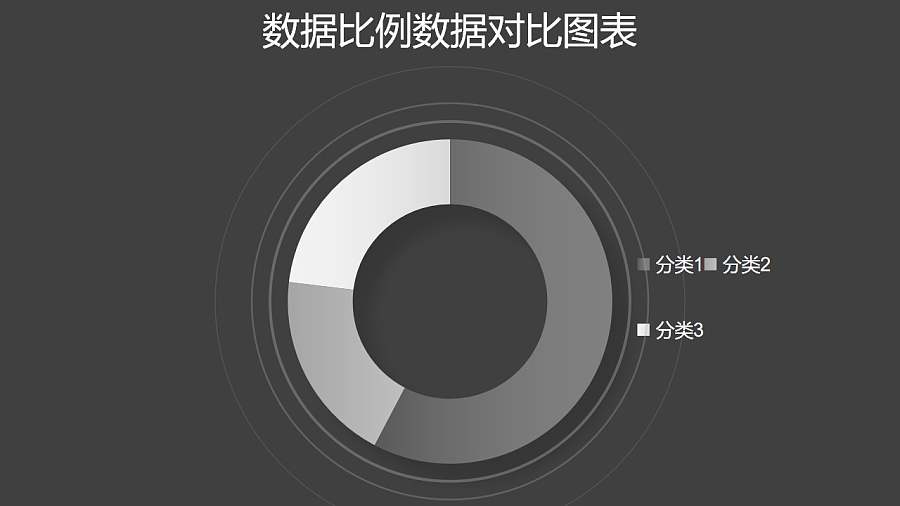 黑白简约圆环图数据分析工具PPT图表下载