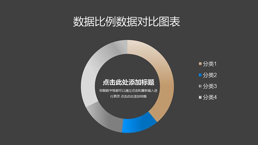 金属质感四部分占比分析圆环图PPT图表下载