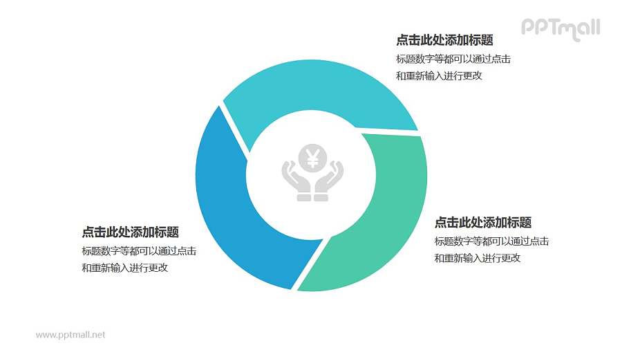金融系列蓝色三部分循环关系逻辑图表